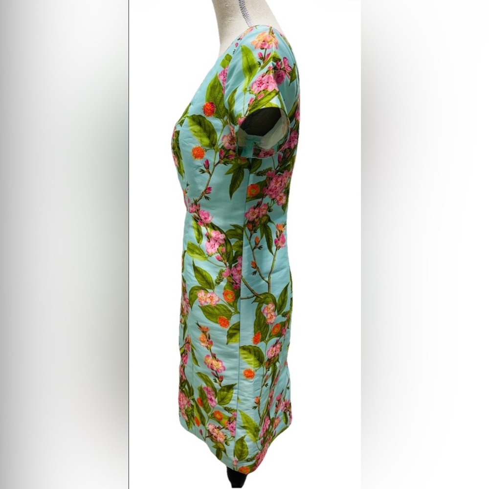 Talbots Floral Dress 6 Lite Blue Short Sleeve Wedding Guest Summer Garden party - Picture 3 of 14